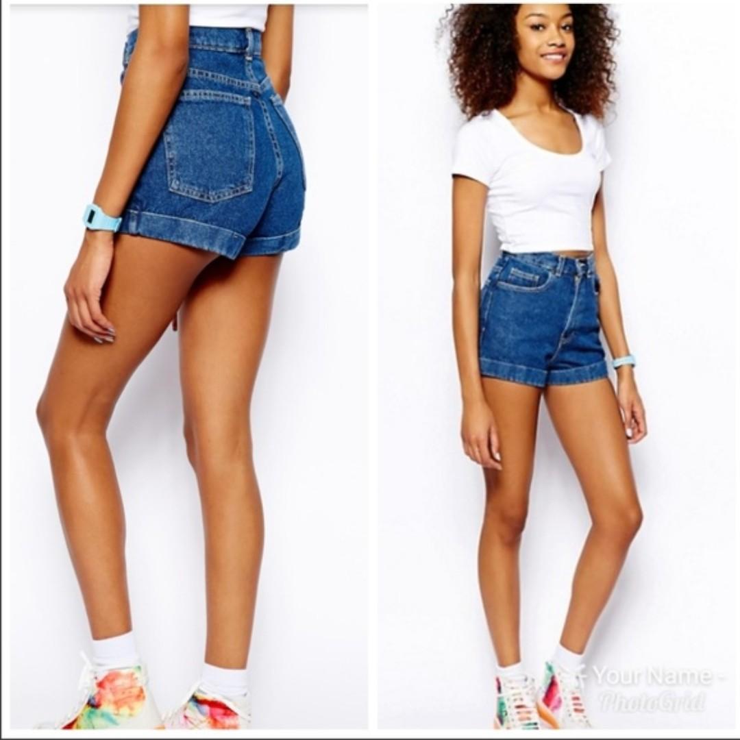 american apparel high waisted denim shorts