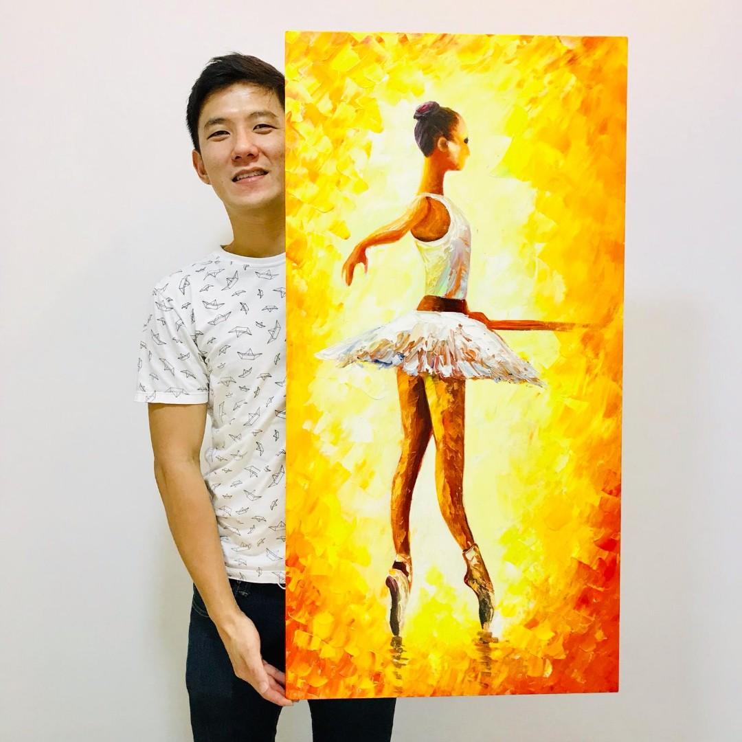 Ballerina Oil Painting On Canvas 100x50cm Design Craft Art