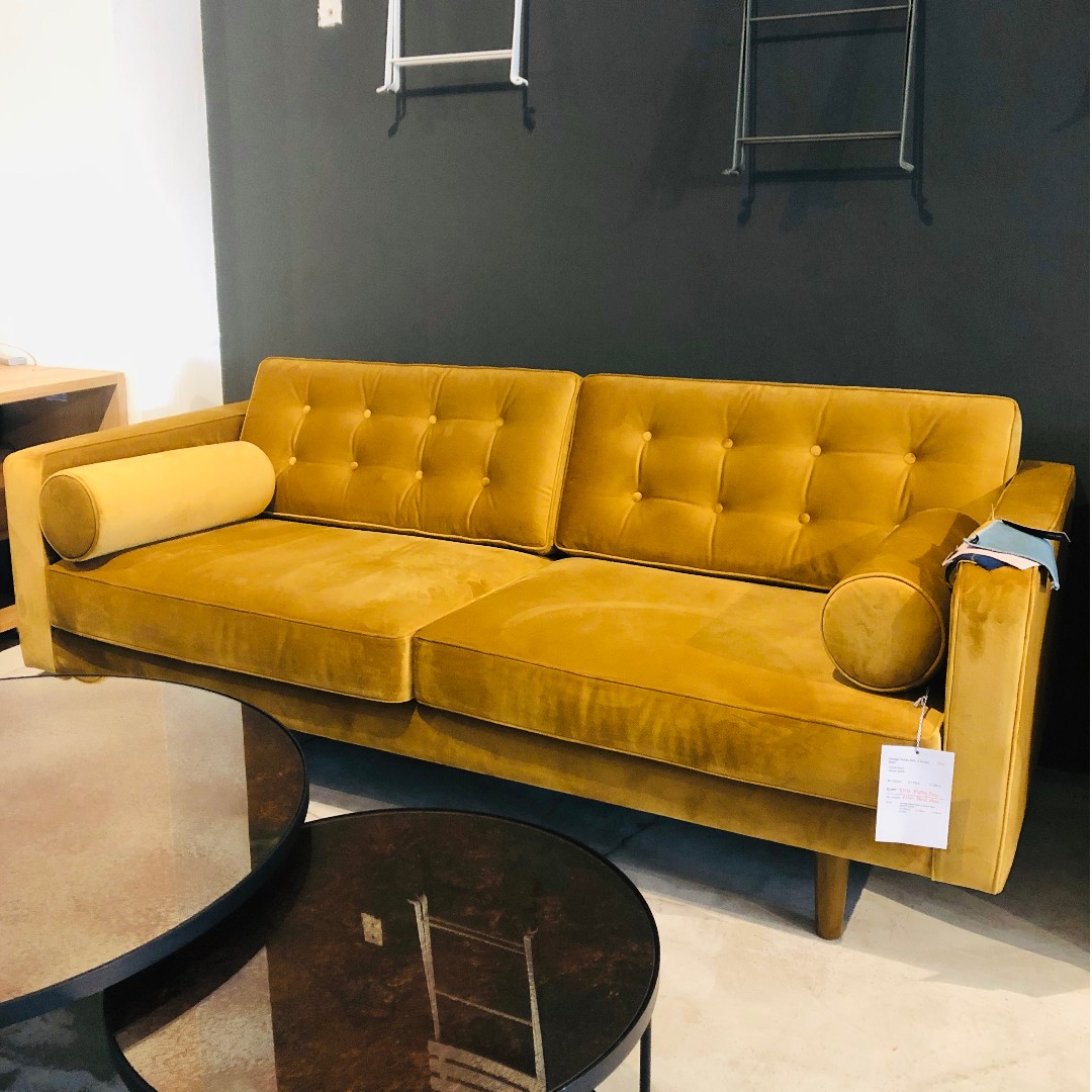 Ethnicraft N101 Sofa 3 seater Gold velvet, Furniture & Home