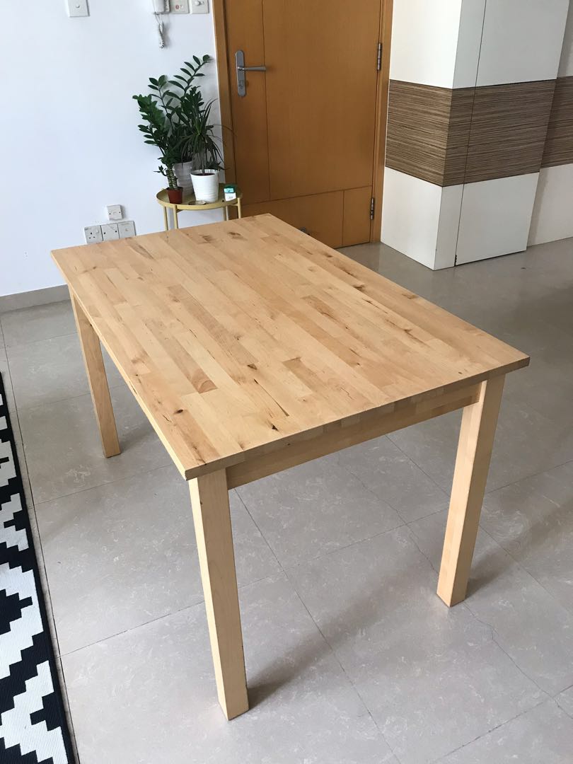 IKEA wood dining table, Furniture & Home Living, Furniture, Tables