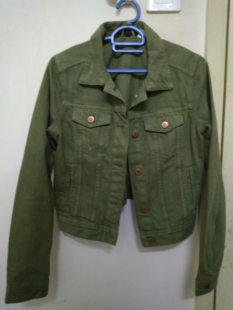 Army Green denim jacket, Women's Fashion, Coats, Jackets and Outerwear