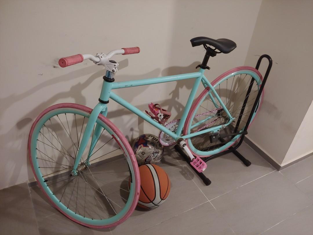 Light Blue Pink Fixie Sports Equipment Bicycles Parts