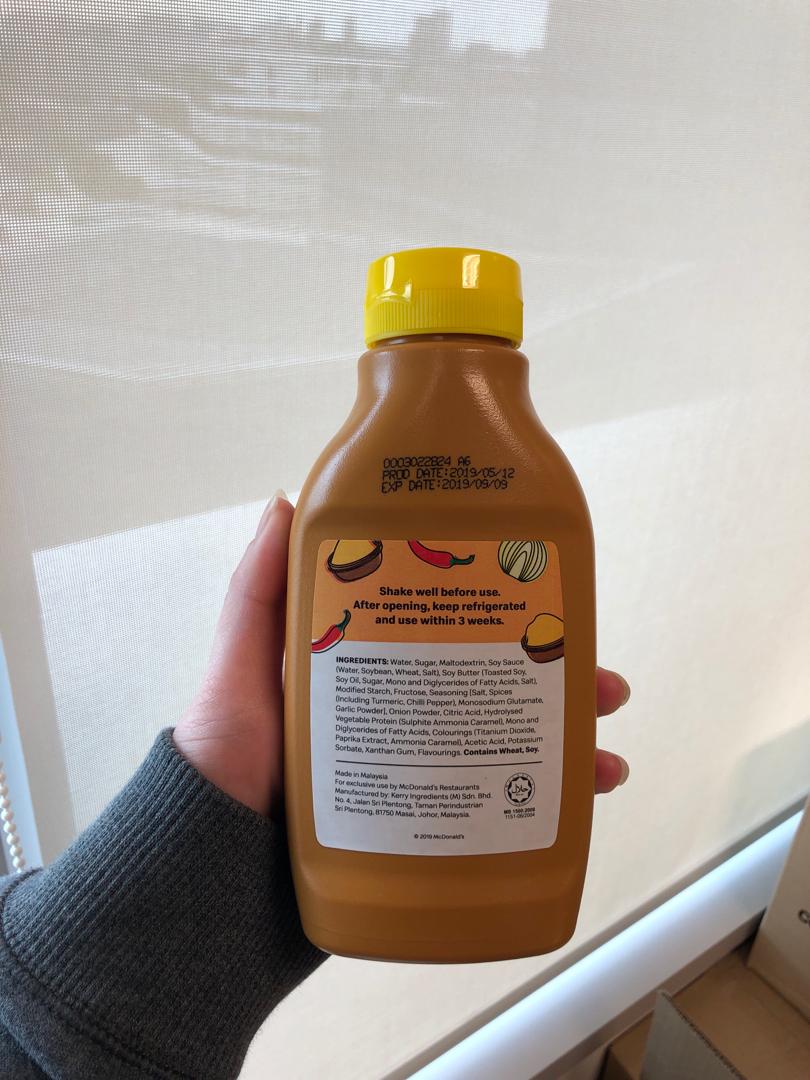 MCDONALDS CURRY SAUCE BOTTLE, Food & Drinks, Spice & Seasoning on Carousell