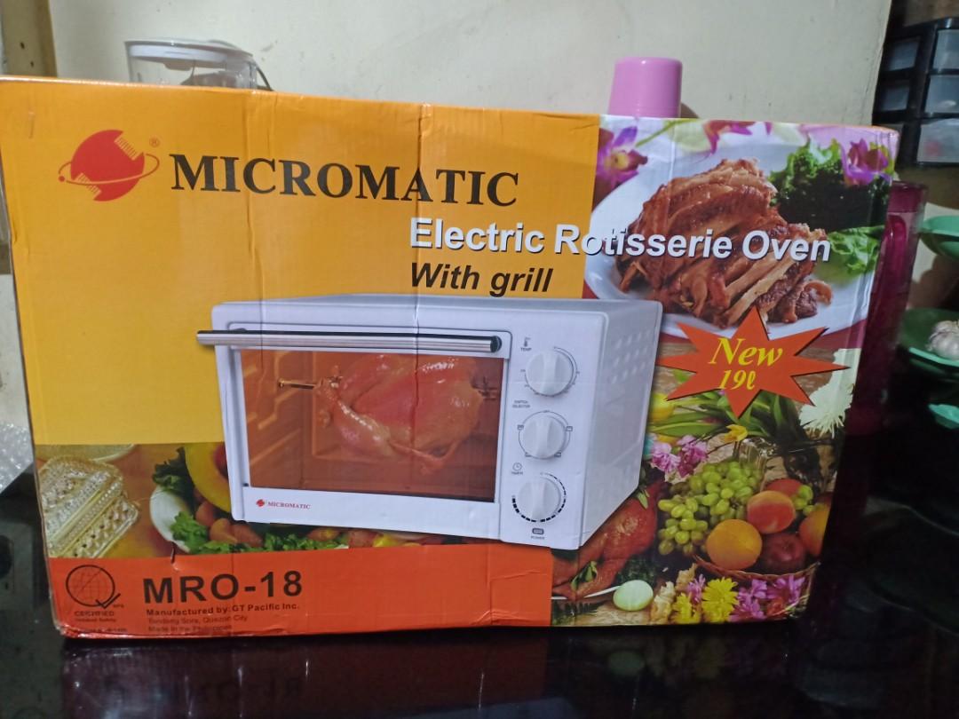 Micromatic MRO18 Electric Rotisserie Oven 19L (White), Furniture