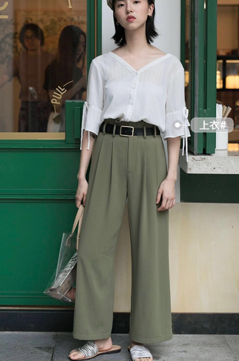 Olive wide leg pants on sale