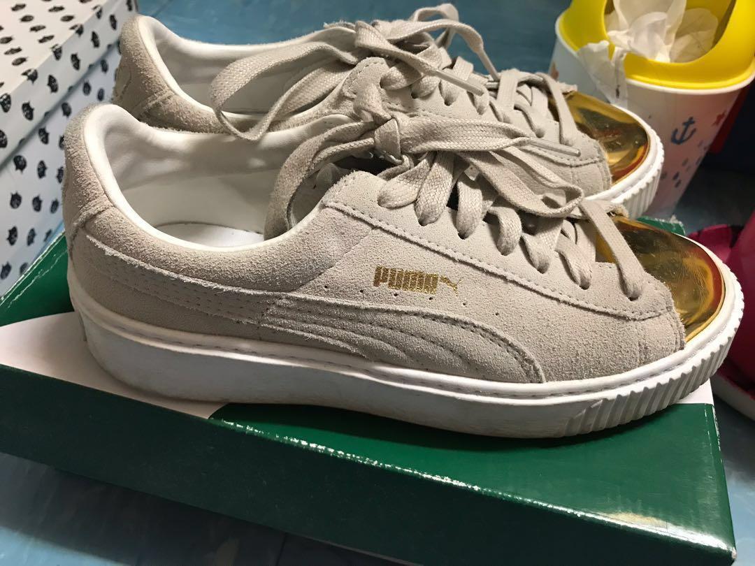 puma suede platform gold