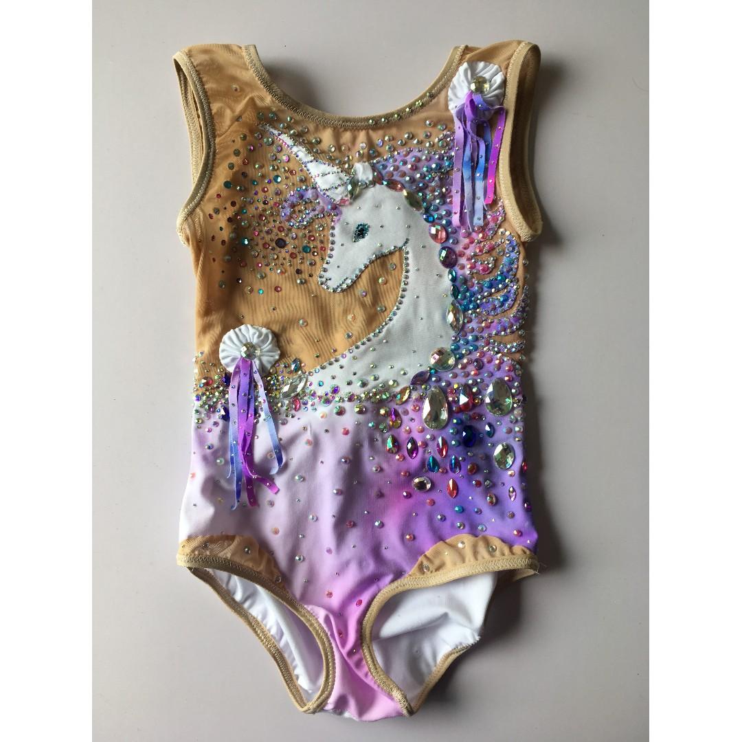 Rhythmic Gymnastics Leotard For Rent White Unicorn 105 115 Cm