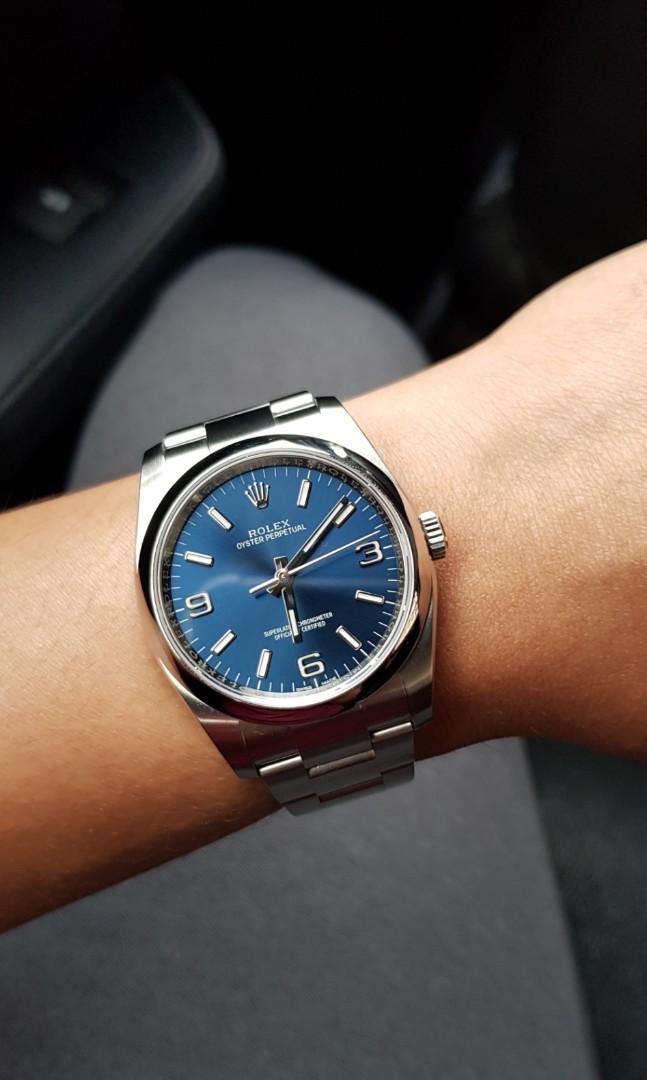 rolex oyster perpetual 36mm blue dial