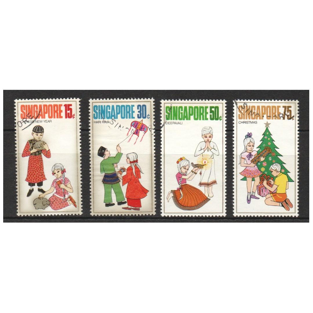 Singapore 1971 Festivals Hari Raya Puasa Deepavali Christmas Chinese New Year Comp Set Of 4 Stamp Sc 138 141 In Used Condition See Scan Hobbies Toys Memorabilia Collectibles Stamps Prints On Carousell