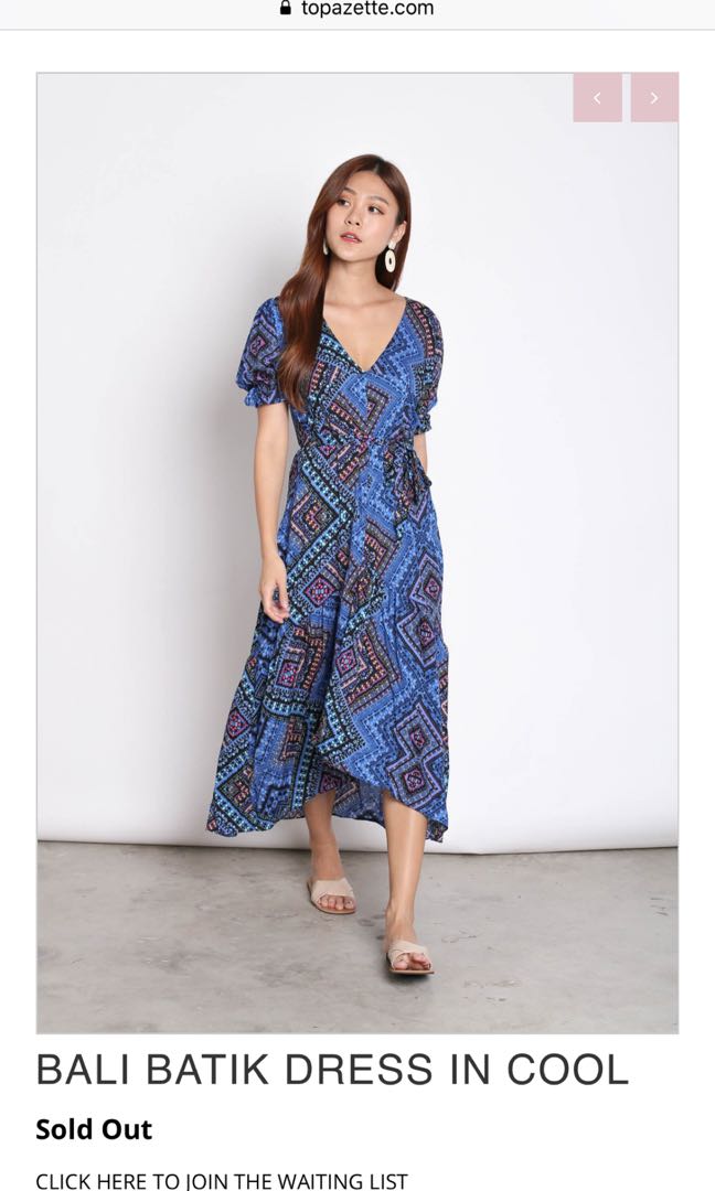 Topazette Bali batik dress in cool, Women's Fashion, Muslimah Fashion