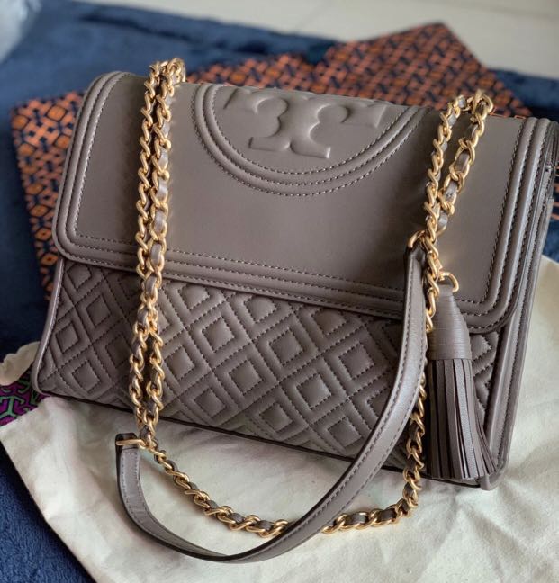 Tory Burch Fleming Convertible Shoulder Bag-Silver Maple, Luxury, Bags &  Wallets on Carousell