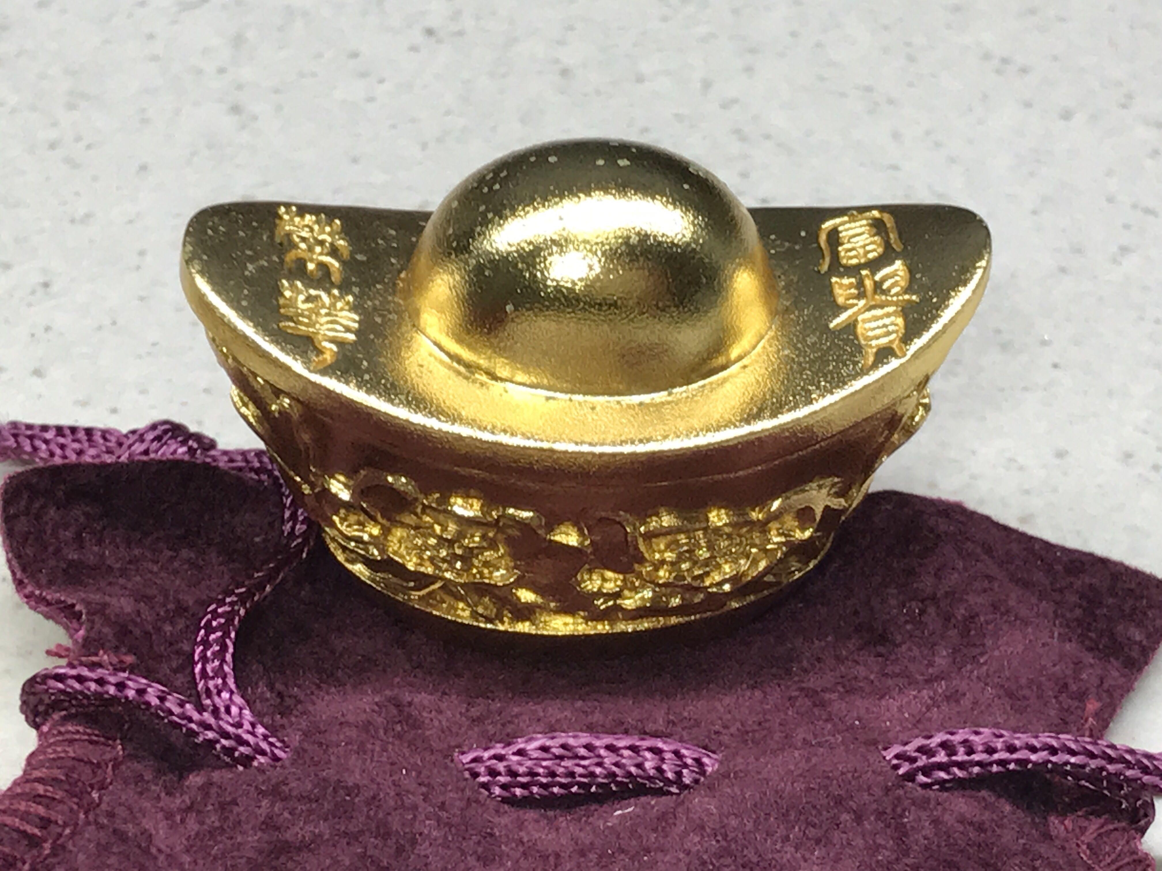 Yuan Bao 24K Gold Plated Chinese Ingot, Women's Fashion, Jewelry ...