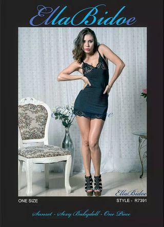 New Black Pinstripe Boxed Chemise Set