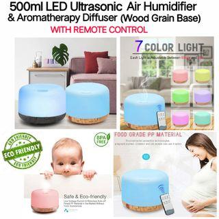 500ml LED Ultrasonic Air Humidifier & Diffuser - With Remote