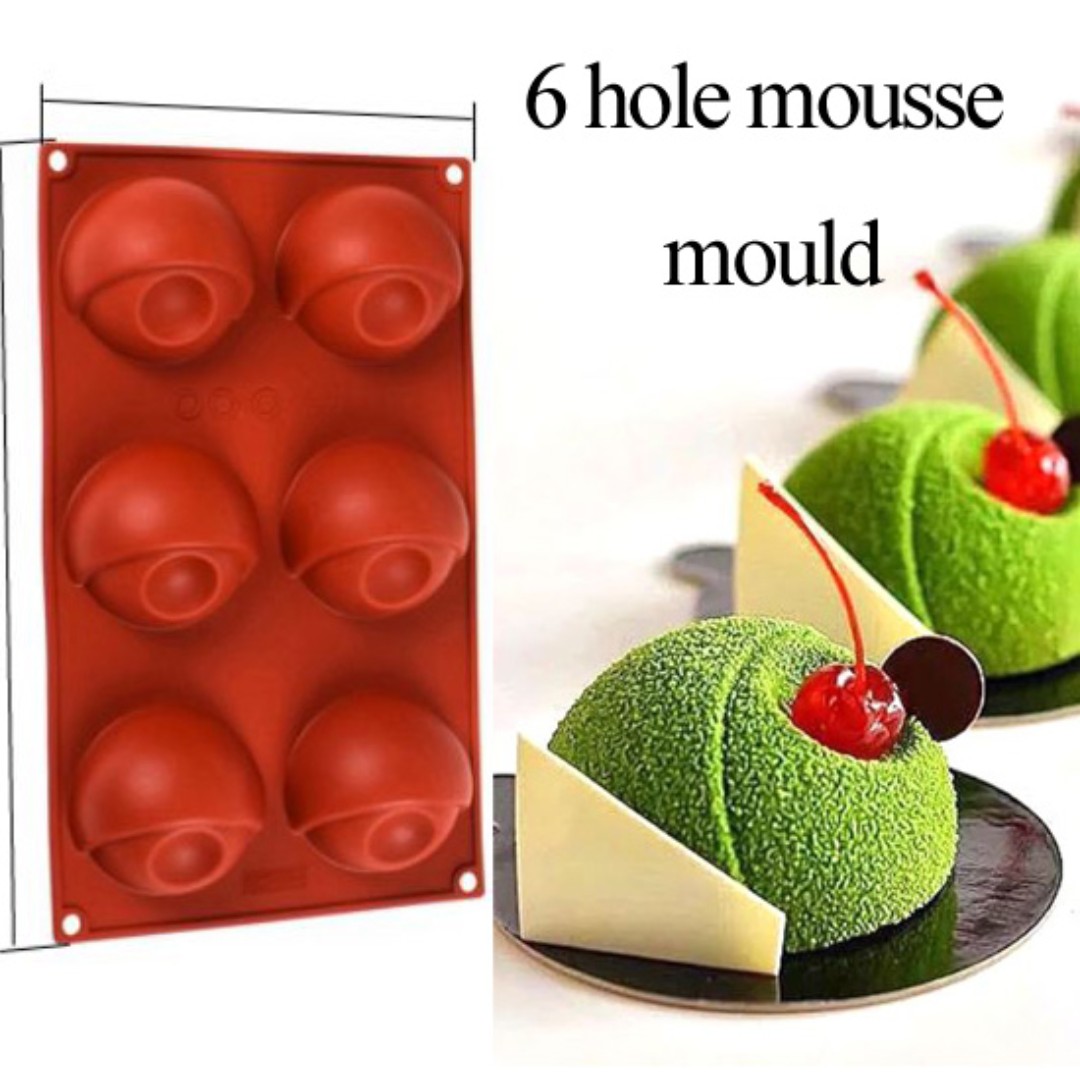 6 Hole Dome Half Round Ball Shape Mousse Mould Petite Gateau Silicone Mold Cake Pan Silicon Furniture Home Living Kitchenware Tableware Other Kitchenware Tableware On Carousell