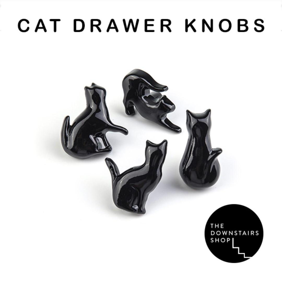 Instock Iska Cat Cast Iron Drawer Pull Knobs Furniture
