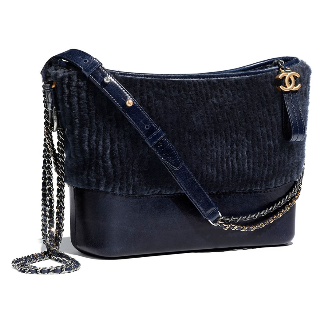 Chanel Gabrielle Calfskin Small Hobo Bag Denim Blue - NOBLEMARS