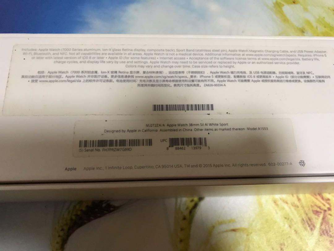 Apple watch 38mm outlet sil al white sport
