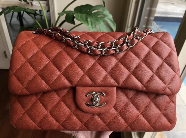Authentic Chanel Classic Jumbo Double Flap Caviar in Muted Coral Red with  SHW, Luxury, Bags & Wallets on Carousell