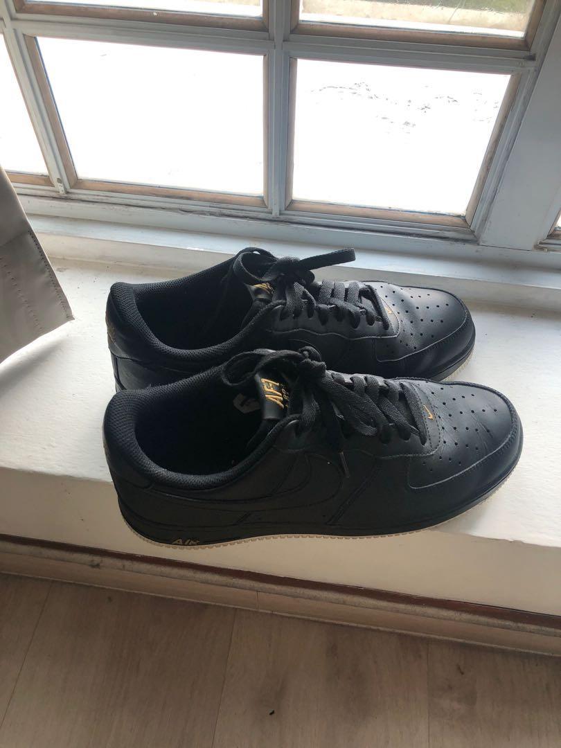 air force 1 black black gold