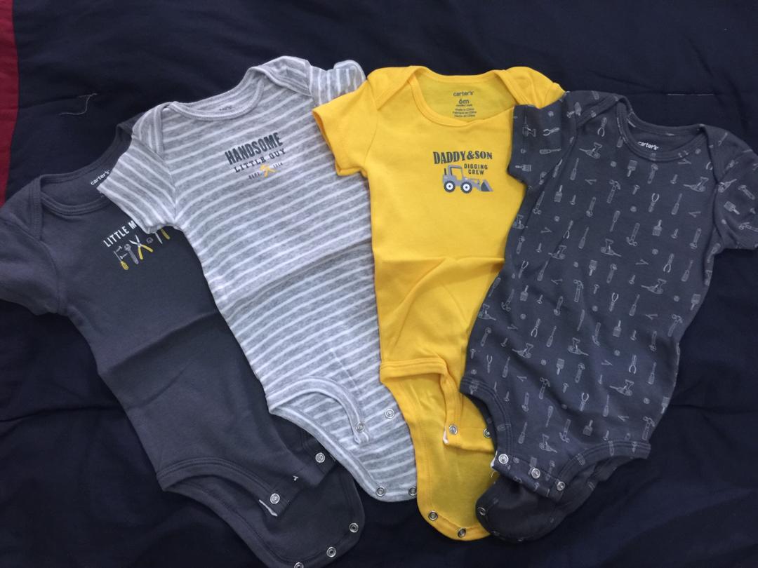 Carter Onesies (Category: Babies & Kids Fashion) located in Bacoor. Submitted by helpmetodeclutter (Listing ID 231823830, Image 1). Description: Sold as set! :) Almost new! Only used once by my baby. Washed using Cycles baby detergent. In excellent used condition (10/10) Fits 3-6months MOP: BDO only Courier: EasyGo or Lalamove (shipping fee c/o buyer).