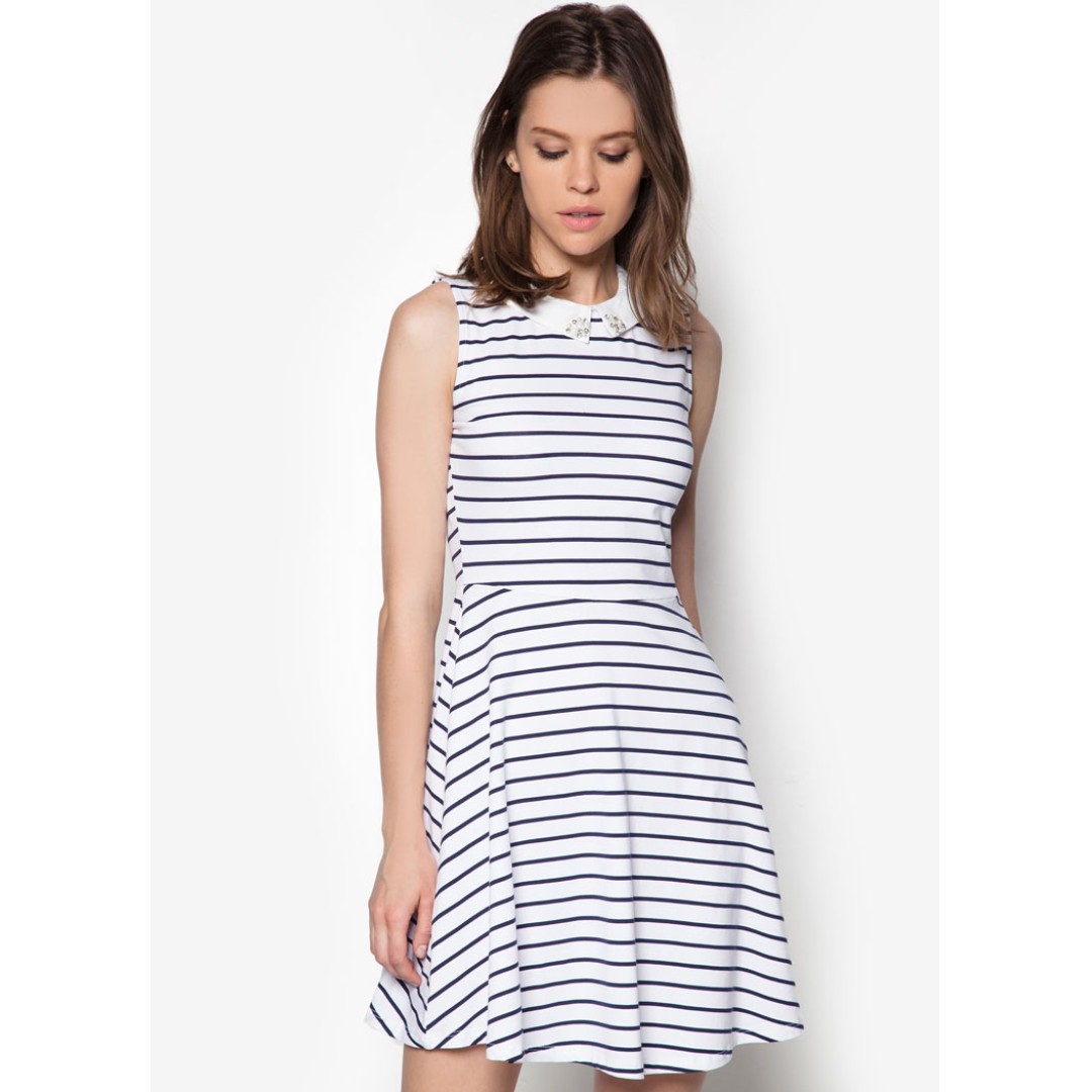 Dorothy Perkins Stripe Bling Collar Dress Women s Fashion Muslimah Fashion Dresses on Carousell