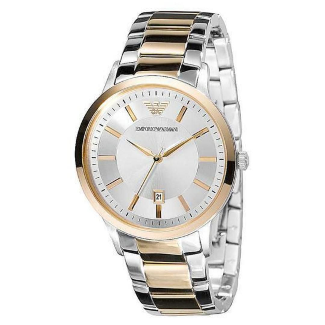 gold and silver armani watch