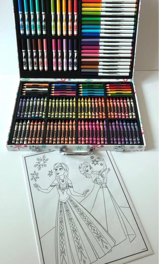 Disney Frozen Elsa Anna '50 Piece' Colouring Pencils Tin Case Stationery Gift 
