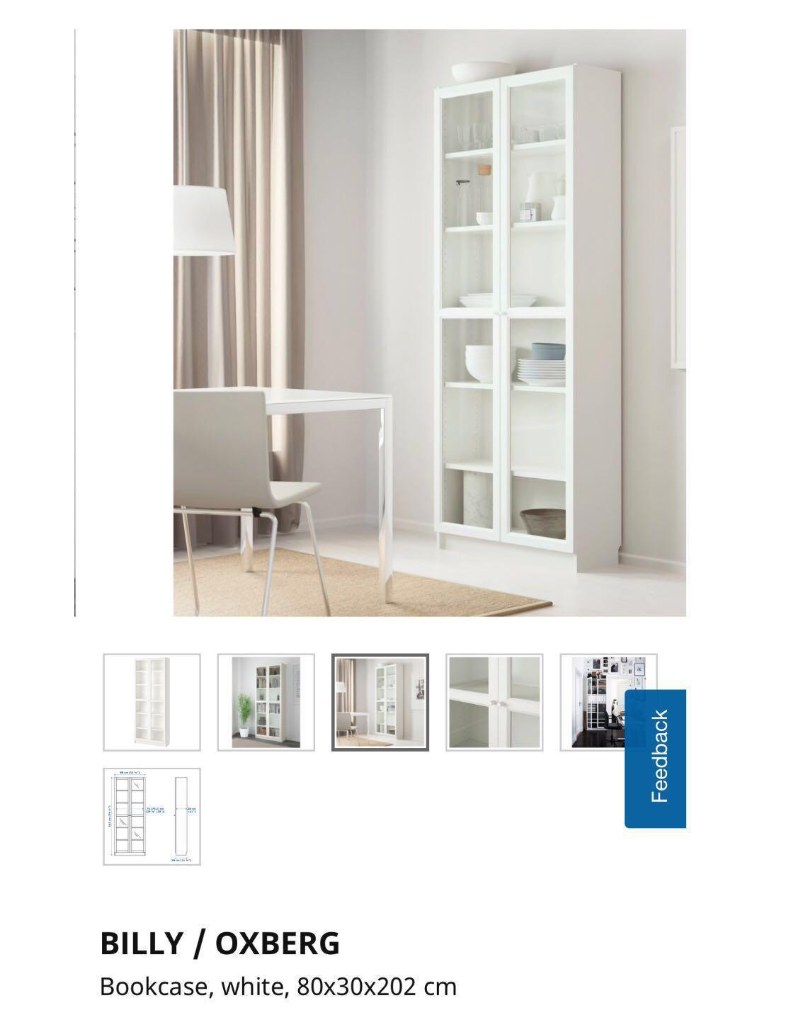 Ikea Billy Bookcase With Panel Glass Doors 80x30x202 Home