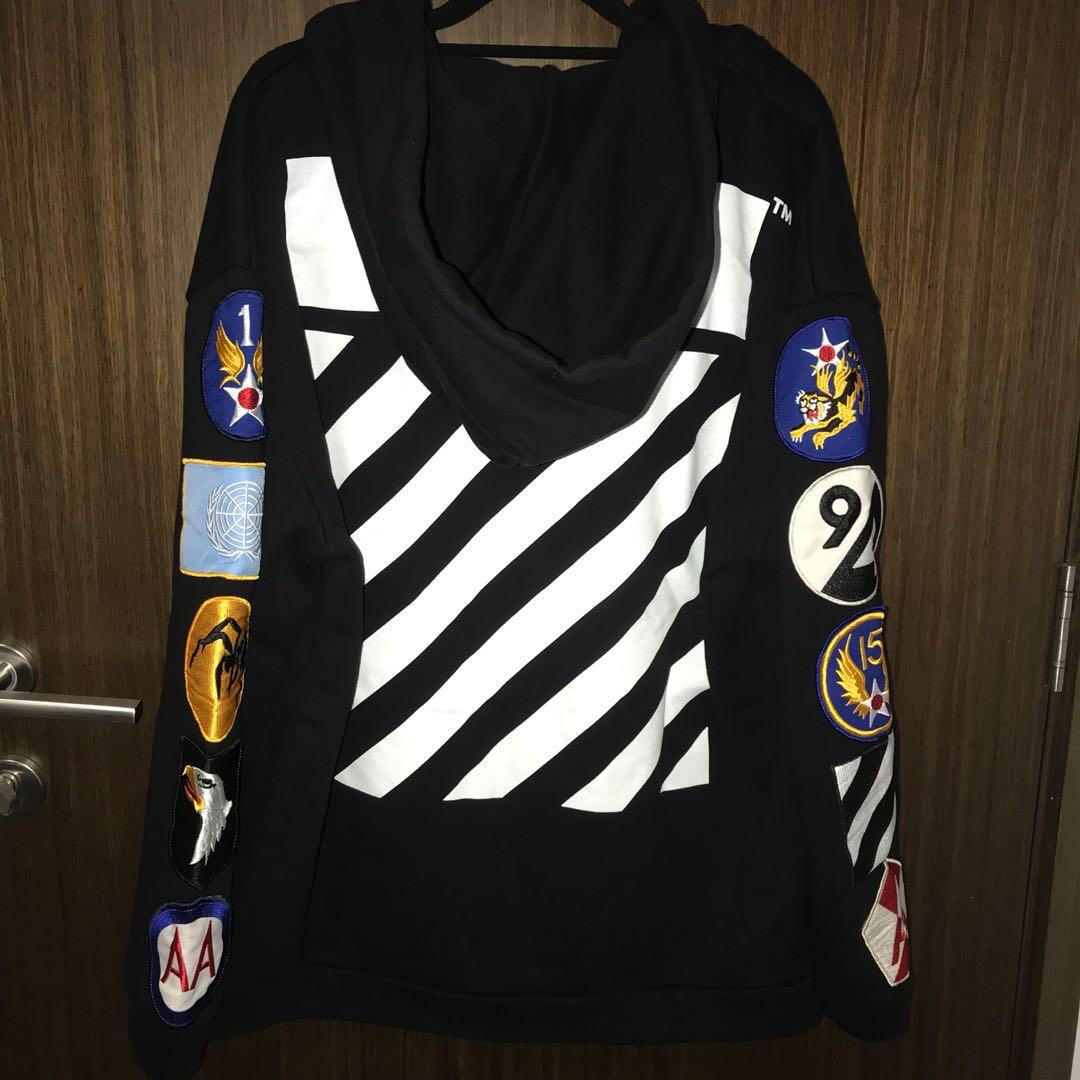 off white patch zip hoodie