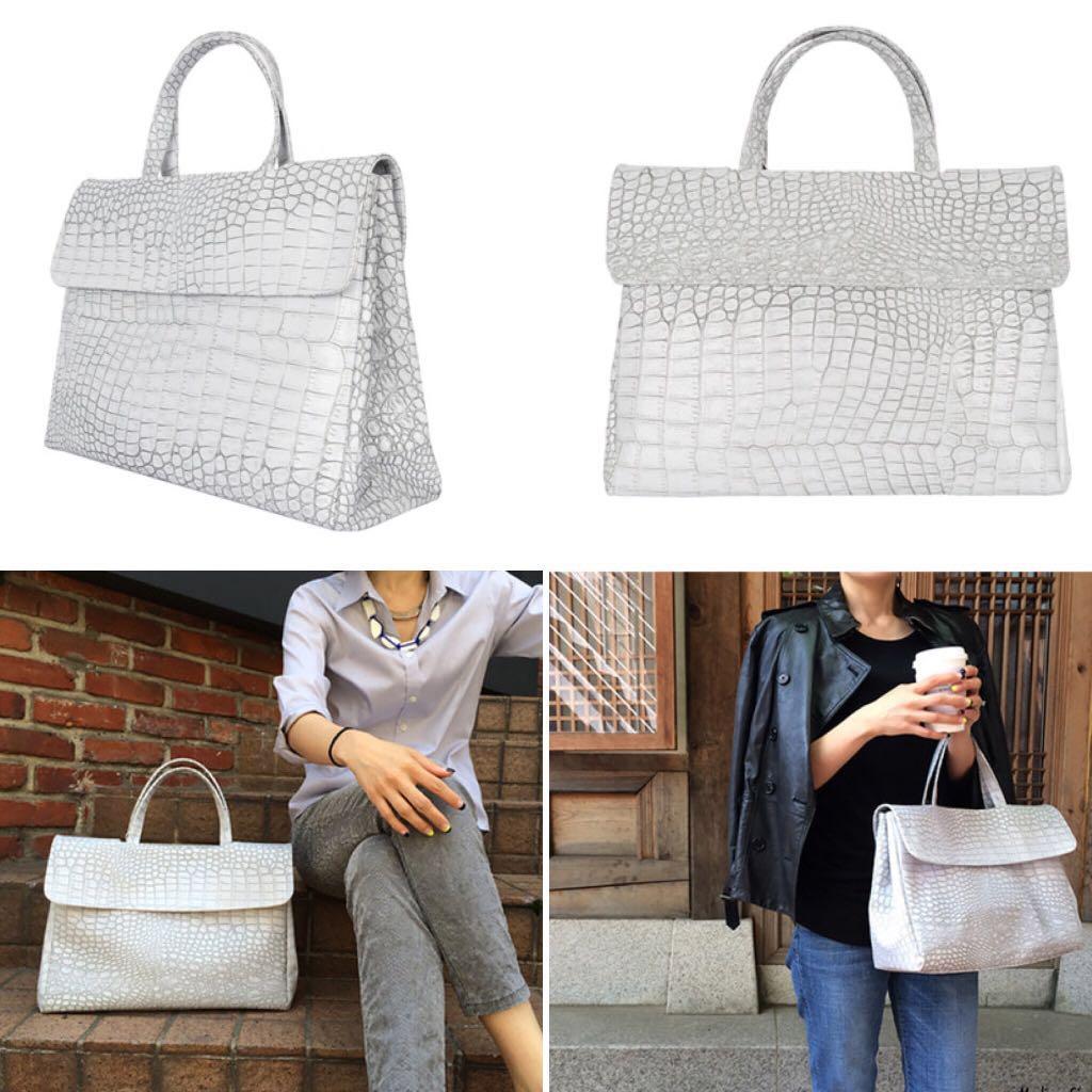 KWANI White Croc Bag White