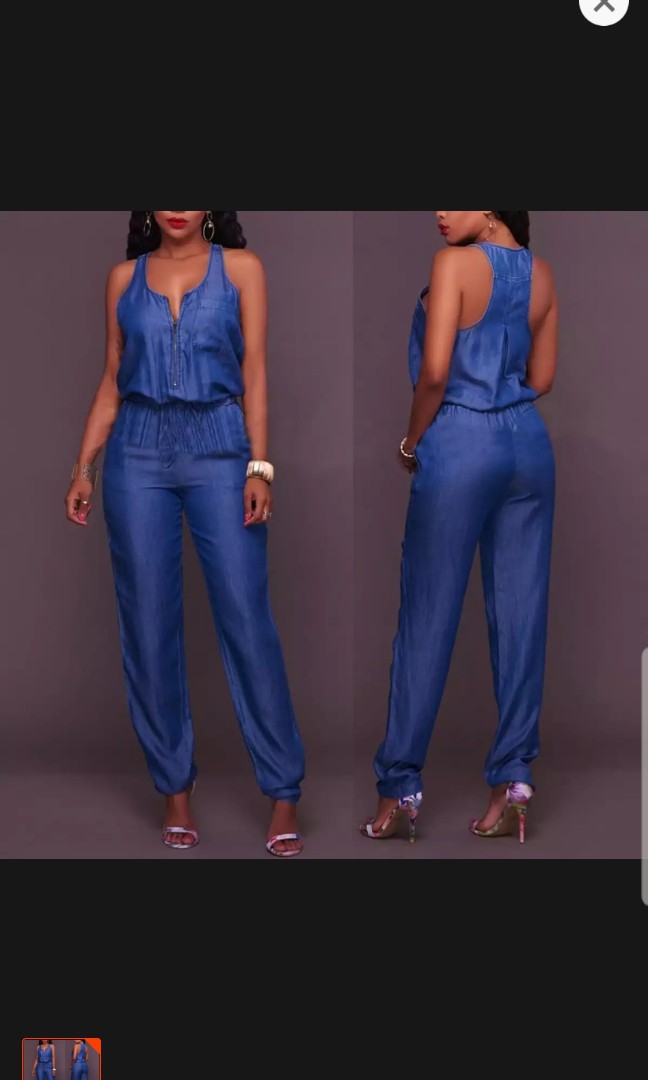 off the shoulder jean jumpsuit