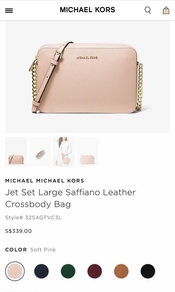 Michael Kors Jet Set Large Saffiano Leather Crossbody - Soft Pink