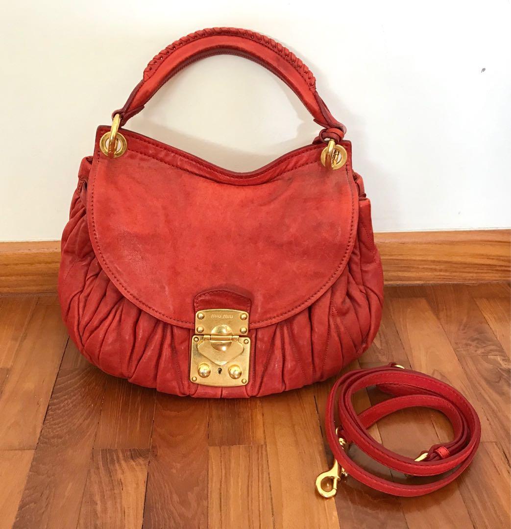 Coffer leather bag Miu Miu Red in Leather - 28670607