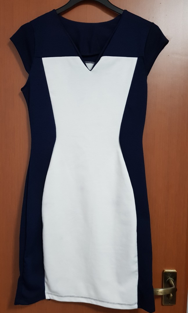 navy office dress