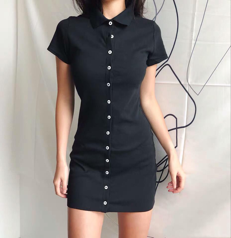 black polo dress shirt