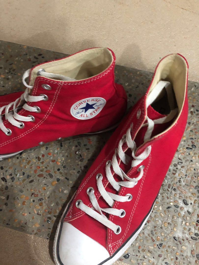 high cut red converse