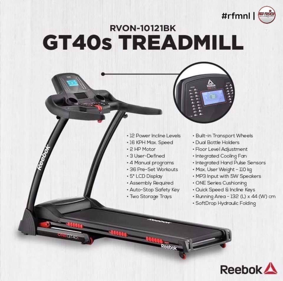 reebok one gt40s treadmill programs