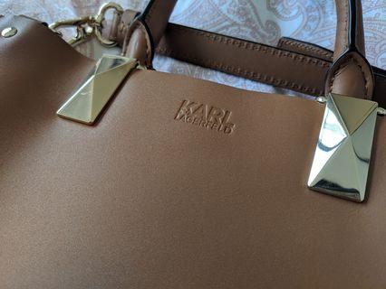Karl Lagerfeld K/School Shopper Bag in tan leather