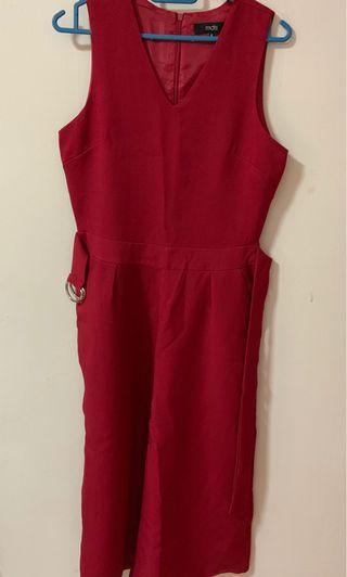 MDS Belted Jumpsuit in Red Size M