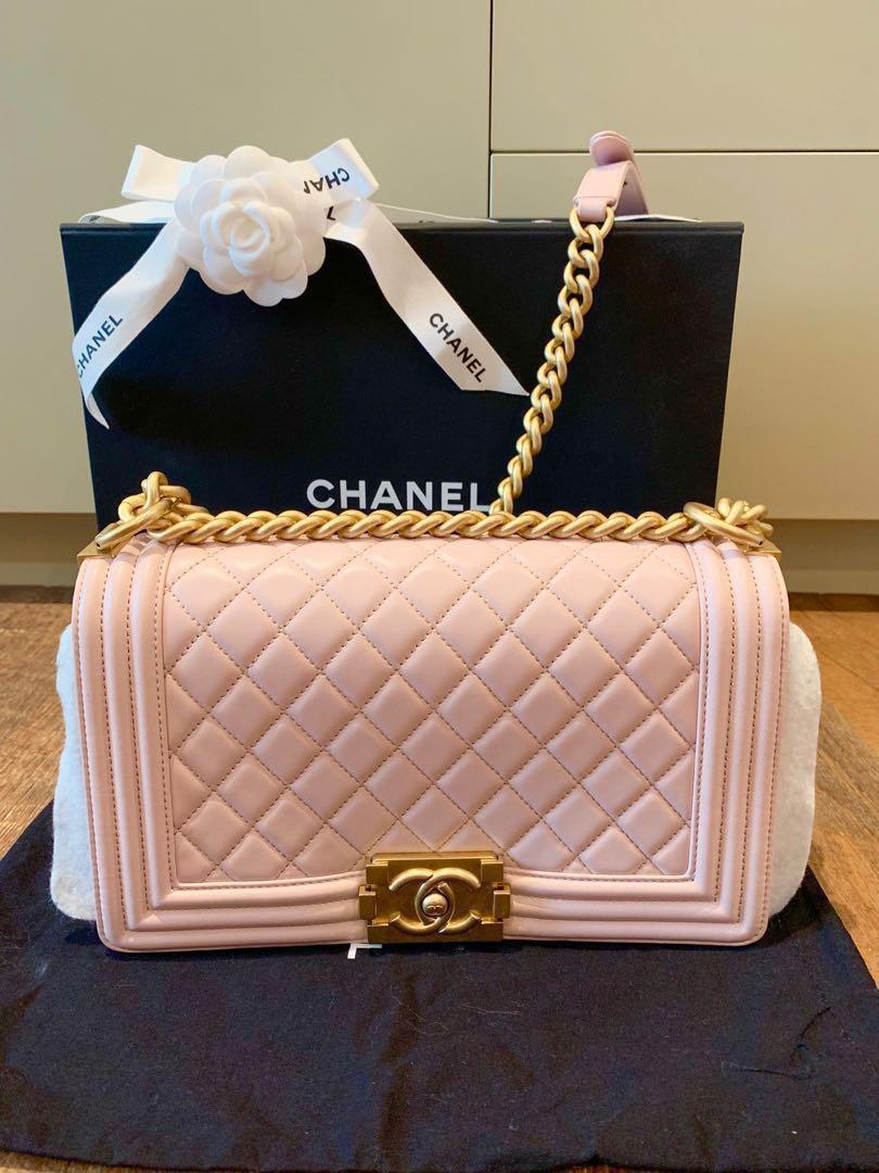 Chanel boy bag pink gold best sale