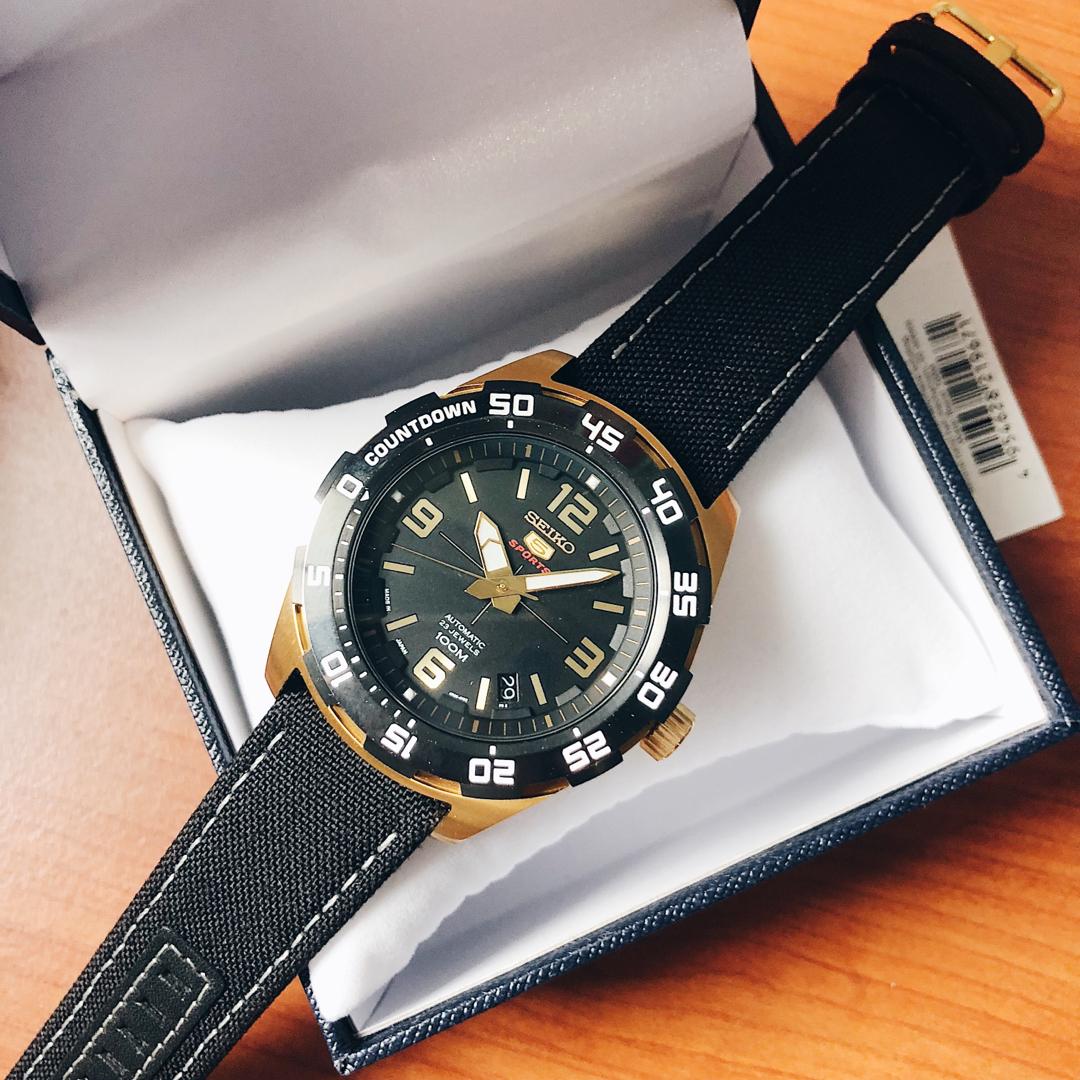 SALE BNIB Seiko 5 Sports Automatic Japan Made SRPB86 SRPB86J1 SRPB86J Black Dial leather strap Men s Watch