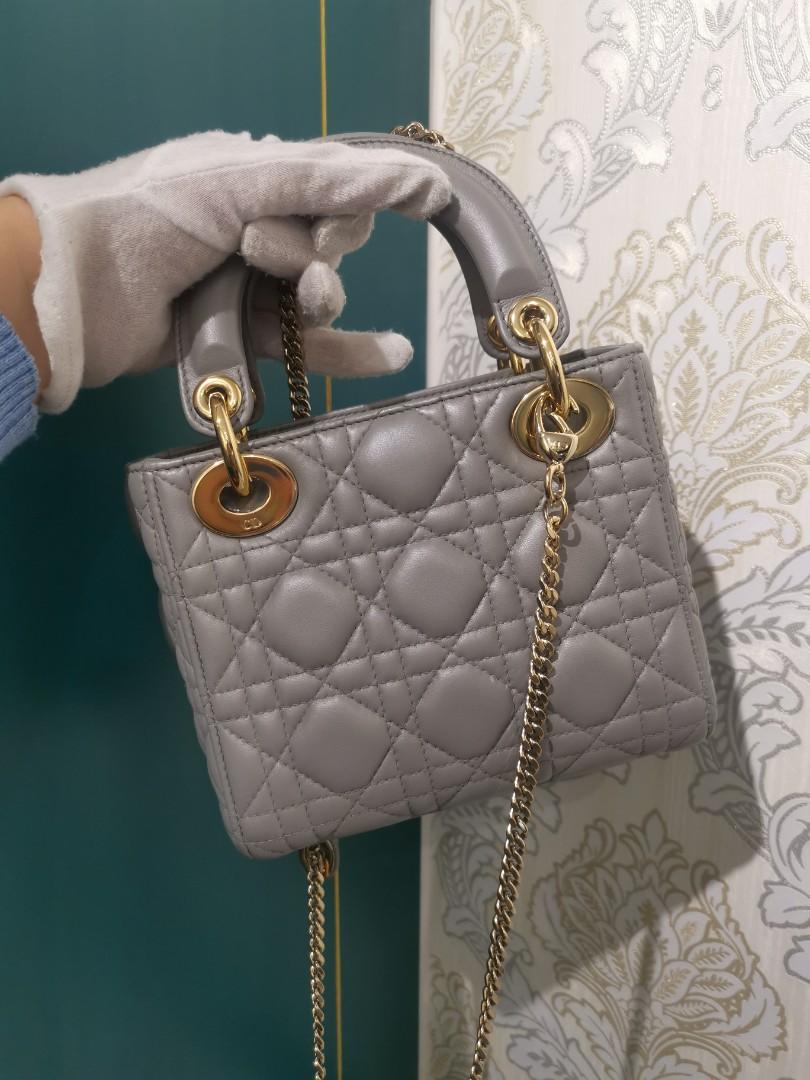Brand New Lady Dior Mini Lambskin Grey With Chain Strap In Ghw, Luxury,  Bags & Wallets On Carousell