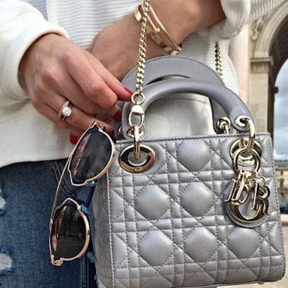 Brand New Lady Dior Mini Lambskin Grey With Chain Strap In Ghw, Luxury,  Bags & Wallets On Carousell