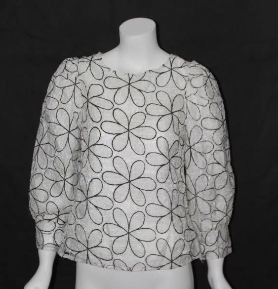 Bysi floral textured puff-sleeved top (Category: Blouses) located in Quezon City. Submitted by necnac (Listing ID 177629660, Image 1). Description: BNWOT BYSI Floral crochet Puffed Sleeve Top Pictures are provided for style inspiration Size: S Made in China Main: Polyester, Lined Approximate measurements when laid flat: Length 22" Armpit 16" Waist: N/A Note: For Preowned/Used Items, please manage your expectation. If you are meticulous w/ flaws o