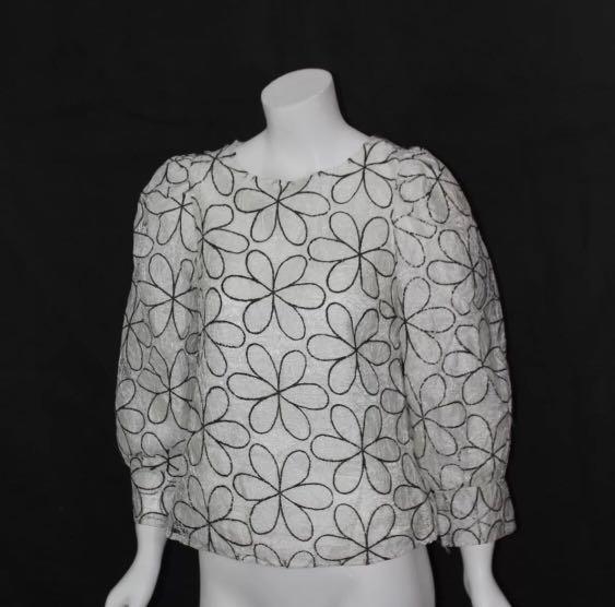 Bysi floral textured puff-sleeved top (Category: Blouses) located in Quezon City. Submitted by necnac (Listing ID 177629660, Image 2). Description: BNWOT BYSI Floral crochet Puffed Sleeve Top Pictures are provided for style inspiration Size: S Made in China Main: Polyester, Lined Approximate measurements when laid flat: Length 22" Armpit 16" Waist: N/A Note: For Preowned/Used Items, please manage your expectation. If you are meticulous w/ flaws o