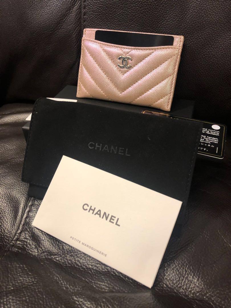 Chanel Classic Flat Card holder in 17B Iridescent Rose Gold Caviar and –  Brands Lover