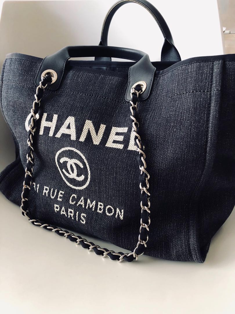 Chanel Deauville Tote In dark Denim (Large), Luxury, Bags