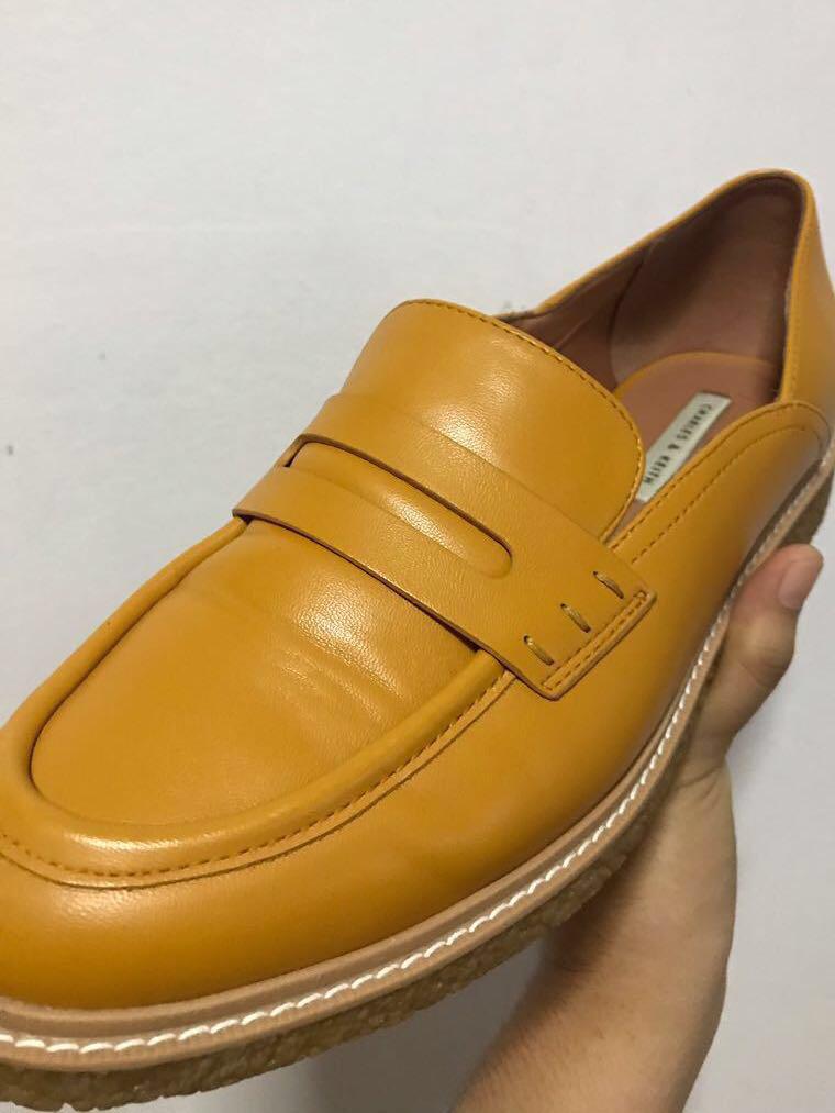 mustard colour loafers