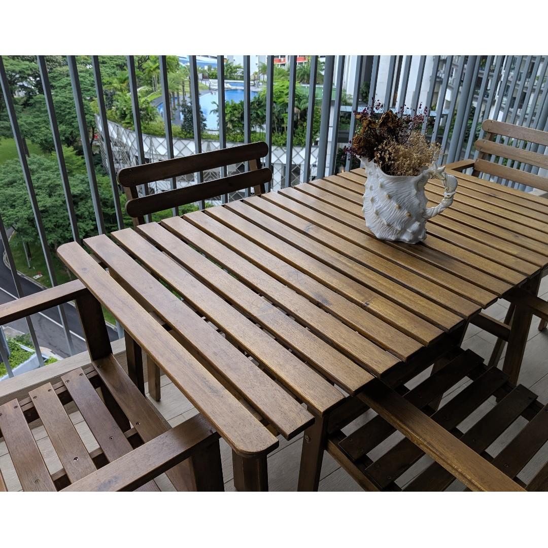 Dining Table 4 Chairs With Armrests Ikea Falholmen Furniture Tables Chairs On Carousell